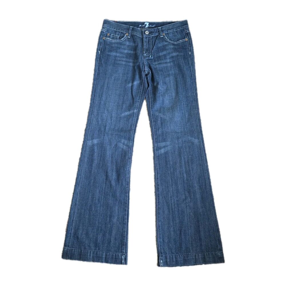 7 For All Mankind Dojo Flare Jeans Womens 30 Blue Medium Wash Wide Leg NWT Made